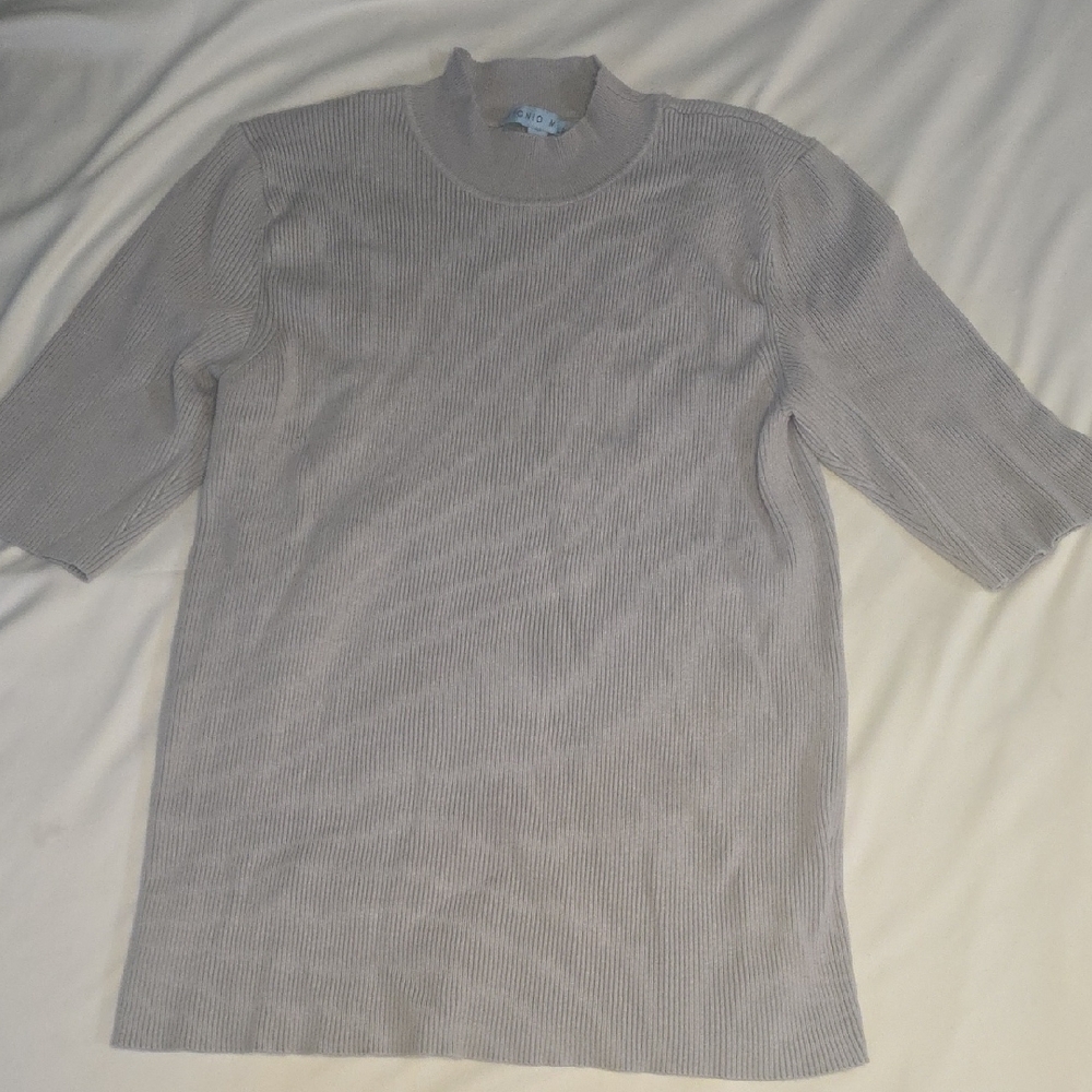ANTONIO MELANI Taupe Ribbed Turtleneck